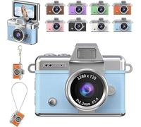 Mini appareil photo numérique 2026 - Écran LCD 1,44" 1080p - 180 ° - Lumière de remplissage intégrée - Mini appareil photo rétro avec sangle et porte-clés, convient pour les voyages et une utilisation