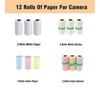 Mini appareil photo numérique à impression instantanée pour enfants,vidéo HD,objectif statique pour touristes,papier photo thermique,jouet d'anniversaire pour garçons et - Type 12 Rolls Photo Paper