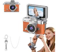 Mini appareil photo numérique avec écran LCD de 1,44", mini appareil photo rétro à écran rabattable 1080p, flash intégré, avec sangle et porte-clés, caméra de poche portable pour voyage et usage