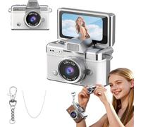 Mini appareil photo numérique avec écran LCD de 1,44", mini appareil photo rétro à écran rabattable 1080p, flash intégré, avec sangle et porte-clés, caméra de poche portable pour voyage et usage