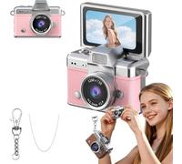 Mini appareil photo numérique avec écran LCD de 1,44", mini appareil photo rétro à écran rabattable 1080p, flash intégré, avec sangle et porte-clés, caméra de poche portable pour voyage et usage