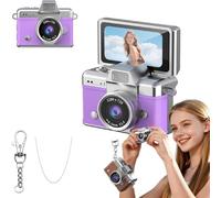 Mini appareil photo numérique avec écran LCD de 1,44", mini appareil photo rétro à écran rabattable 1080p, flash intégré, avec sangle et porte-clés, caméra de poche portable pour voyage et utilisation