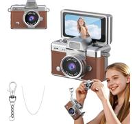 Mini appareil photo numérique avec écran LCD de 1,44", mini appareil photo rétro à écran rabattable 1080p, flash intégré, avec sangle et porte-clés, caméra de poche portable pour voyage et utilisation