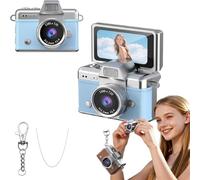 Mini appareil photo numérique avec écran LCD de 1,44", mini caméra rétro à écran rabattable 1080p, flash intégré, avec sangle et porte-clés, caméra de poche portable pour voyage et utilisation