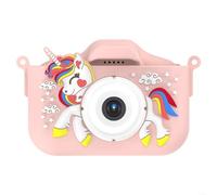 Mini appareil photo numérique pour enfants avec double objectif avant et arrière HD 20 MP 1080p, zoom 8x, stockage 32 Go, lecteur MP3, jeux de puzzle pour enfants (rose 32 G)