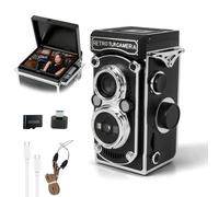 Mini appareil photo numérique rétro, caméra numérique double objectif 1080p FHD vidéo 48 MP autofocus mini caméra de vlogging avec écran LCD de 1,54", avec carte mémoire de 32 Go, fonction vision