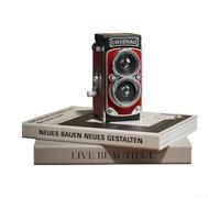 Mini appareil photo numérique rétro miniature vintage 1080p FHD 12 MP double objectif reflex compact ABS pour les amateurs et les étudiants (rouge)
