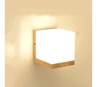 Mini Applique Murale carrée en Bois Massif, Applique Murale Japonaise en Verre décorée simplicité café Bar hôtel Chambre Lampe de Chevet escaliers allée Couloir E27 projecteurs muraux luminaire
