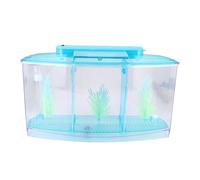Mini Aquarium d'élevage LED en Acrylique Transparent à Trois Sections avec lumières réglables pour Petits Poissons Guppies Betta Fish Aquarium (Bleue)