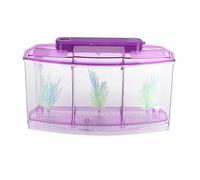 Mini Aquarium d'élevage LED en Acrylique Transparent à Trois Sections avec lumières réglables pour Petits Poissons Guppies Betta Fish Aquarium (Violette)