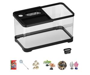 Mini Aquarium Pour Betta - Kit Aaquarium avec LED et décorations | Aquarium bon marché pour poissons Combattants | Mini Accquaire De Bureau Sans Poussière Perr Bureau Salon Chambre