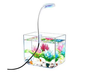Mini Aquarium Tank - Desktop Fish Tank with Clips-on LED Light and Clear Non-Slip Base | Betta Fish Aquarium for Home Bedroom Living Room Apartment, Ideal for Beginners Adults Kids Fishkeeping and