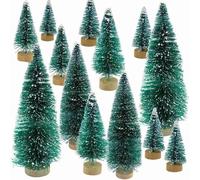 Mini árbol de Navidad escarchado de nieve, árbol de pino pequeño, bricolaje, decoración de escritorio, adornos para árbol de Navidad, 34 Uds.