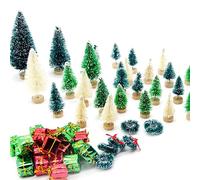 Mini árboles en miniatura de navidad artificiales, 56 Uds., árboles de Navidad esmerilados, brocha para botellas, árboles para manualidades DIY para el hogar