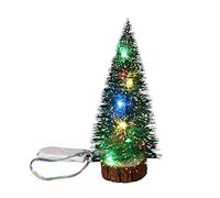 Mini Arbre de Noël avec lumière LED Base de Bois Artificiel Batterie de Bern-de Bureau de pin Blanc alimenté pour la Photographie de Bureau à Domicile, 25 cm d'arbres