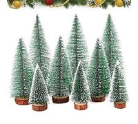 Mini Arbres de Noël, avec Base en Bois Arbres de Givre de Neige Artificielle Arbres de pin Arbres de Givre de Neige de sisal Artificiel pour la décoration d'arbre de Table,3 Tailles différentes