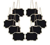 Mini Ardoise, 24 pièces Tableau Craie Rectangle avec Ficelles à Suspendre, Mini Memo Effaçables pour Décoration de Mariage Message Board Marque Place Panneau de fête, Enfants, Dessins, Menus