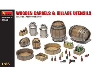Mini Art 35550 1:35 Fûts en Bois et Accessoires - Reproduction fidèle, modèle réduit, kit Plastique, Bricolage, Loisirs créatifs, Collage, kit modèle, à Assembler, Non Peint