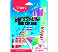 Maped - Feutres de Coloriage 2 en 1 - Duo de Couleur et Encre Lavable à l'eau - 10 Feutres pour 20 Couleurs