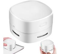 Mini Aspirateur Rechargeable Par Usb,Puissant,Rotatif À 360°,Portable,Sans Fil,Avec Câble De Charge Et Brosses,Pour Bureau,Voiture,Voyage,École (Blanc)