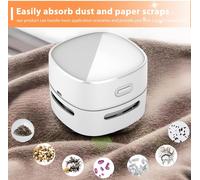 Mini Aspirateur Rechargeable Par Usb,Puissant,Rotatif À 360°,Portable,Sans Fil,Avec Câble De Charge Et Brosses,Pour Bureau,Voiture,Voyage,École (Blanc)