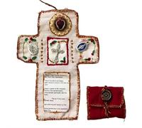Mini autel de prière de poche fait à la main avec croix argentée, broderie de la Vierge Marie, cadeaux spirituels chrétiens pour le confort, les voyages, la dévotion quotidienne (style A)
