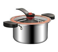 Mini autocuiseur 3, 5 L Pot de bouillon en acier inoxydable avec poignées de verrouillage et couvercle transparent à couvercle antiadhésif antiadhésif pour les poêles électriques à induction gaz