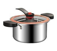 Mini autocuiseur 3, 5 L Pot de bouillon en acier inoxydable avec poignées de verrouillage et couvercle transparent à couvercle antiadhésif antiadhésif pour les poêles électriques à induction au gaz