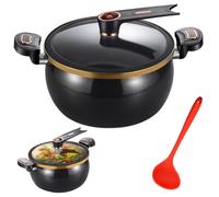 Mini-autocuiseur de 8 litres avec poignée verrouillable, couvercle transparent antiadhésif et cuillère séparée, Compatible avec les plaques de cuisson à gaz, à induction et autres