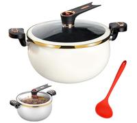 Mini-autocuiseur de 8 litres avec poignée verrouillable, couvercle transparent antiadhésif et cuillère séparée, Compatible avec les plaques de cuisson à gaz, à induction et autres