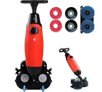 Mini autolaveuse portable professionnelle, brosse rotative à 360°, course de nettoyage de 43 cm, nettoyage efficace des sols carrelés, parquets et marbres, rouge