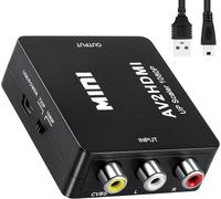 Mini Av Rca Cvbs Vers Hdmi Vidéo Audio Convertisseurs Adaptateur Support 720 1080P Compatible Avec Caméra, Xbox 360, Ps2, Ps3, Wii, N64, Gamecube, Snes,[Z175]