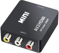 Mini AV RCA CVBS vers HDMI Vidéo Audio Convertisseurs Adaptateur Support 720 1080P pour Caméra, Xbox 360, PS1, PS2, WII, N6（Noir）