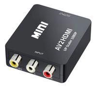 Mini AV RCA CVBS vers HDMI Vidéo Audio Convertisseurs Adaptateur Support 720 1080P pour Caméra Xbox 360 PS1 PS2 WII N6（Noir）