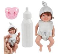 Mini Baby Dolls, 6 mignonnes réalistes ouverts NOUVELLE-NE nouveau-né poupée, poupée en silicone flexible avec bouteilles et sucettes, mini corps complet en silicone pour les cadeaux pour enfants, jo
