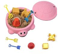 Mini bac à Sable Tortue avec Couvercle pour Bureau, Jouet de Sable Portable avec moules et Mini-Outils, kit Mini Jardin Zen, Accessoire de décoration pour la Maison et Le Bureau, Cadeau (Pink)
