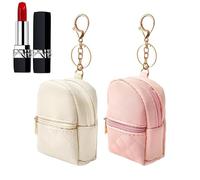 Mini Backpack Keychain - 2-Piece PU Leather Pouch, Small Charm Bag, Tiny Cosmetic Earbud Holder, Organizing Essentials Efficiently, Fashion Accessories, Pastel Colors for Women Girls School Use