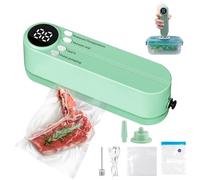 Mini Bag Scelleuse chauffante à main avec 3 ports extérieurs, machine à sceller sous vide, portable, pour la conservation des collations, le stockage des aliments (vert)