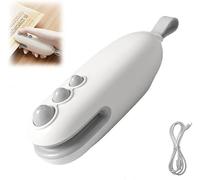 Mini Bag Sealer,2 in 1 Chip Bag Sealer & Cutter,Mini Bag Resealer Machine,Rechargeable Heat Sealer,USB Rechargeable Portable Handheld Bag Sealer, for Plastic Bags Snacks Bags Food Storage (White)