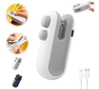 Mini Bag Sealer, 2 in 1 Heat Sealer with Cutter,Portable Handheld Chip Bag Sealer Heat Sealer for Snacks Candies Plastic Bag Food Storage, Heat Seal Vacuum Sealer Kitchen Gadget (White, 1 pcs)