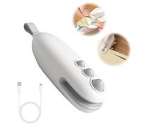 Mini Bag Sealer - 2024 - Mini soudeuse à film rechargeable par USB - 2 en 1 - Avec cutter - Portable - Pour sacs en plastique et à collation - Blanc