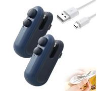 Mini Bag Sealer and Cutter Rechargeable, 2025 New Rechargeable 2 in 1 Heat Sealer, Magnetic design, Easy to Use, Portable Mini Vacuum Sealer for Food Chips and Other Food Bags (Blue*2)