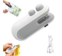 Mini Bag Sealer With Cutter And Magnet, 2025 Upgrade 2 In 1 Food Sealer, Mini Snack Bag Sealing Machine, Handheld Bag Sealer Easy To Carry For Chip Bags,Plastic,Snack Bags,Vegetable (White)