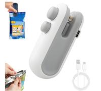 Mini Bag Sealer with Cutter and Magnet, 2026 New Upgrade Rechargeable Mini Bag Heat Sealer Machine, Handheld, for Snacks Vegetable Fresh Storage (A)