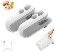 Mini Bag Sealer with Cutter and Magnet, Mini Sealer Small Household Hand Pressure Sealer, 2 in 1 Bag Sealers and Cutter, Portable Snack Plastic Bags Heat Sealing Machine, Rechargeable (White*2)