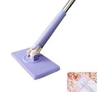 Mini balai à franges à changement automatique de tissu, outil de nettoyage mains libres portable pour salle de bain, cuisine, carrelage, parquet, séchage rapide, design léger (violet)