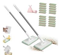 Mini Balai À Franges À Prise Facile avec 10 Lingettes Réutilisables, Kit De Mini Balai À Franges À Prise Facile, Balais À Humides Et Secs pour Sols, Murs, Salle De Bain Et Cuisine(2pcs)