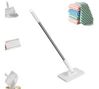 Mini balai à franges automatique mains libres, avec tête pivotante à 360°, poignée portable push-pull, nettoyage humide et sec, balai à franges sans contact, pour sols (20 morceaux de tissu)