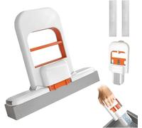 Mini balai à franges pliable pour bureau, système de nettoyage portable à essorage automatique pour usage humide et sec, mini dispositif de lavage à la main pour salle de bain et cuisine (Blanc-1)