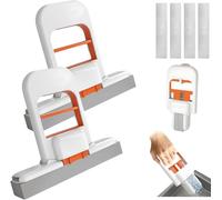 Mini Balai à Franges Pliable pour Bureau, système de Nettoyage Portable à essorage Automatique pour Usage Humide et Sec, Mini Dispositif de Lavage à la Main pour Salle de Bain et Cuisine (Blanc-2)